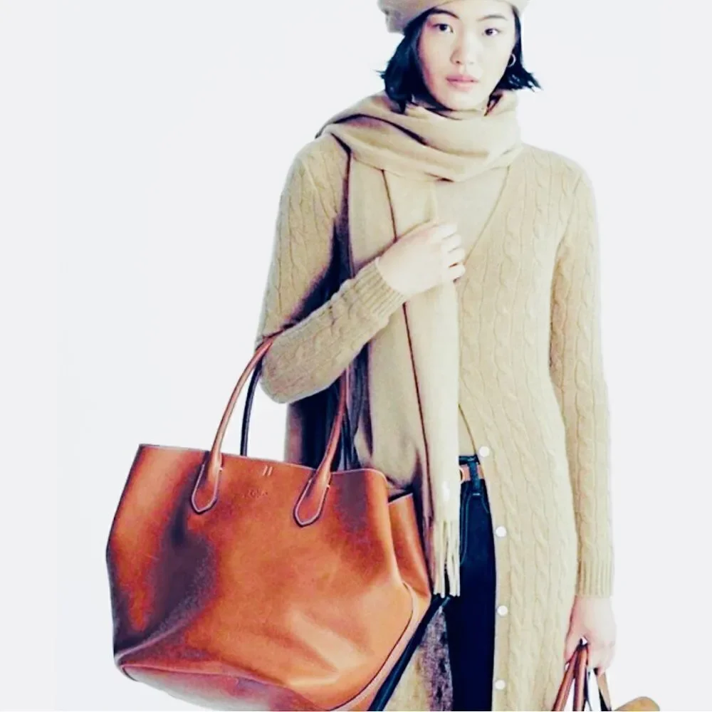 Ralph Lauren Vanilla Cable Knit Cashmere Long Line Cardigan Sweater Coat